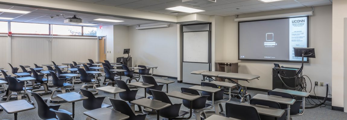 UConn DPT Classroom space with desks
