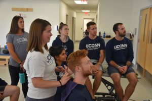 students practicing with ultrasound in physical therapy